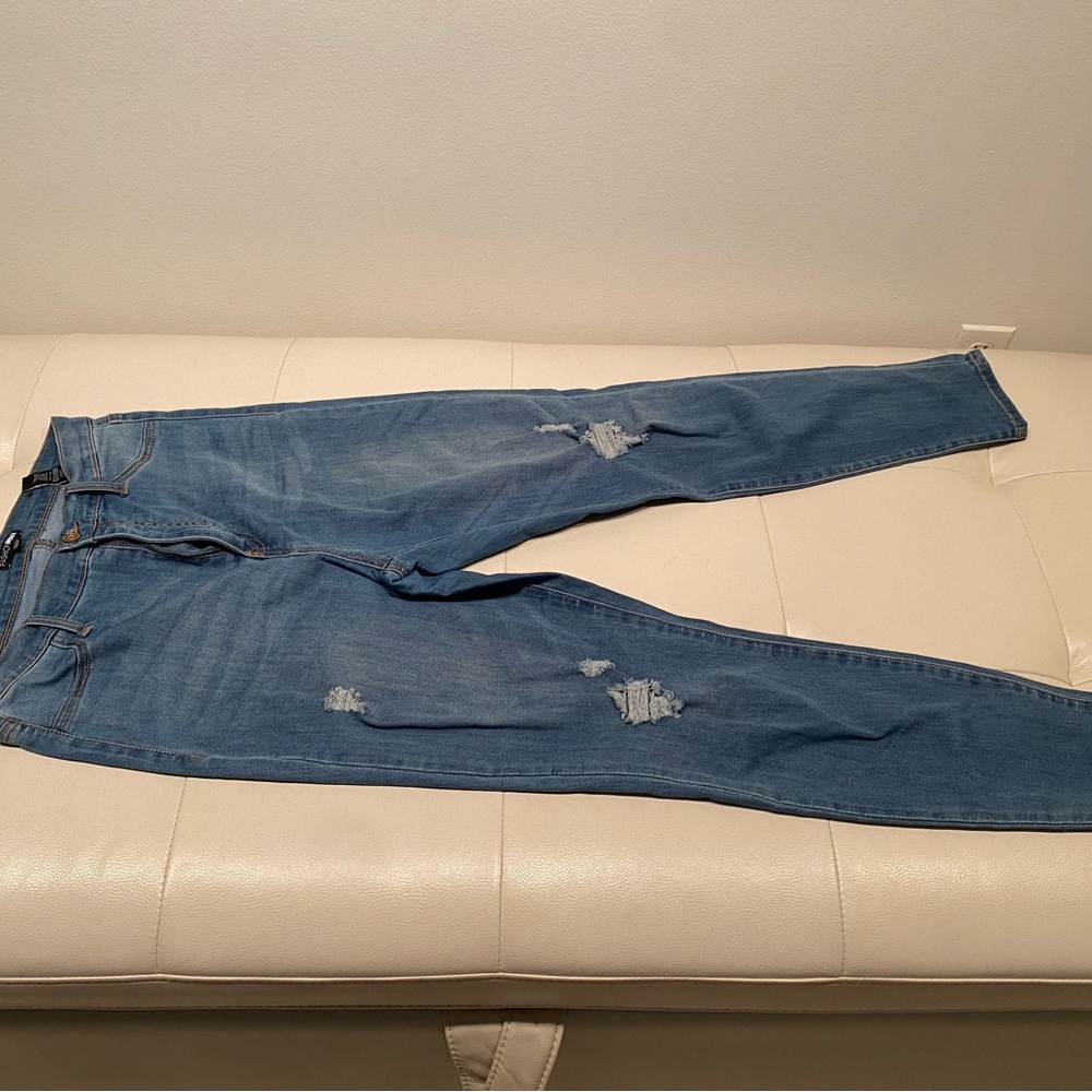 Distressed, High Waisted, Skinny Jean, Size 13